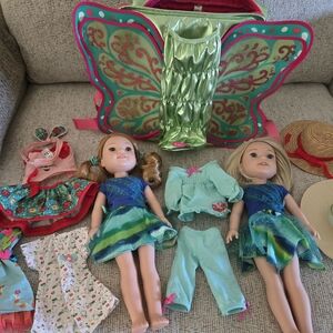 American Girl Willie Wisher Dolls With Butterfly Backpack with Dolls and Outfits